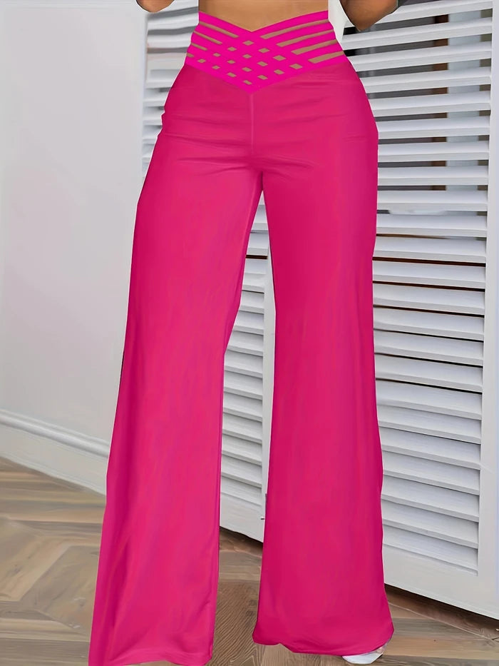 Y2K Flared Pants - High-Waist Mesh Patch Trousers (2024)