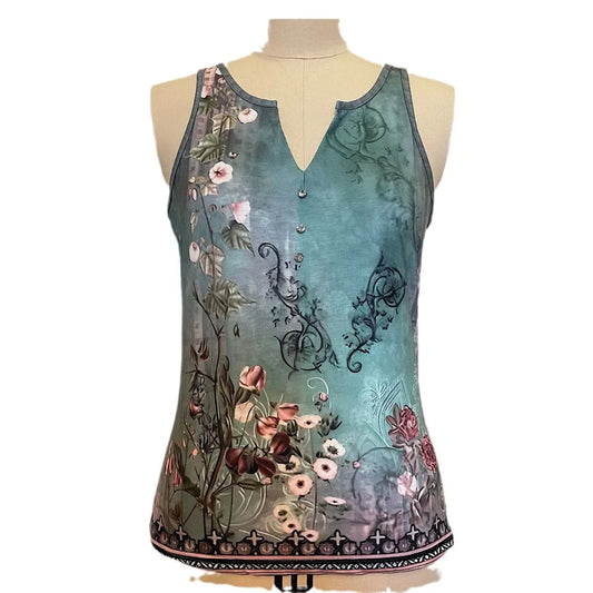 2024 Painted V-Neck Camisole - Casual Summer Tank Top
