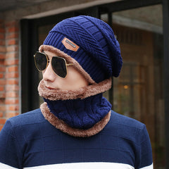 Men's Knitted Wool Hat Casual Warm Bib