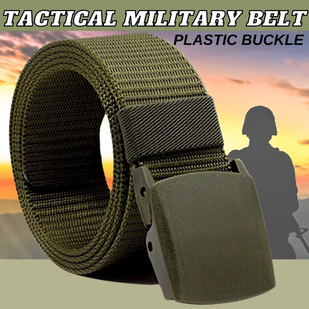 Men's Plastic Cam Buckle Nylon Canvas Tactical Waistband Webbing Military Belt