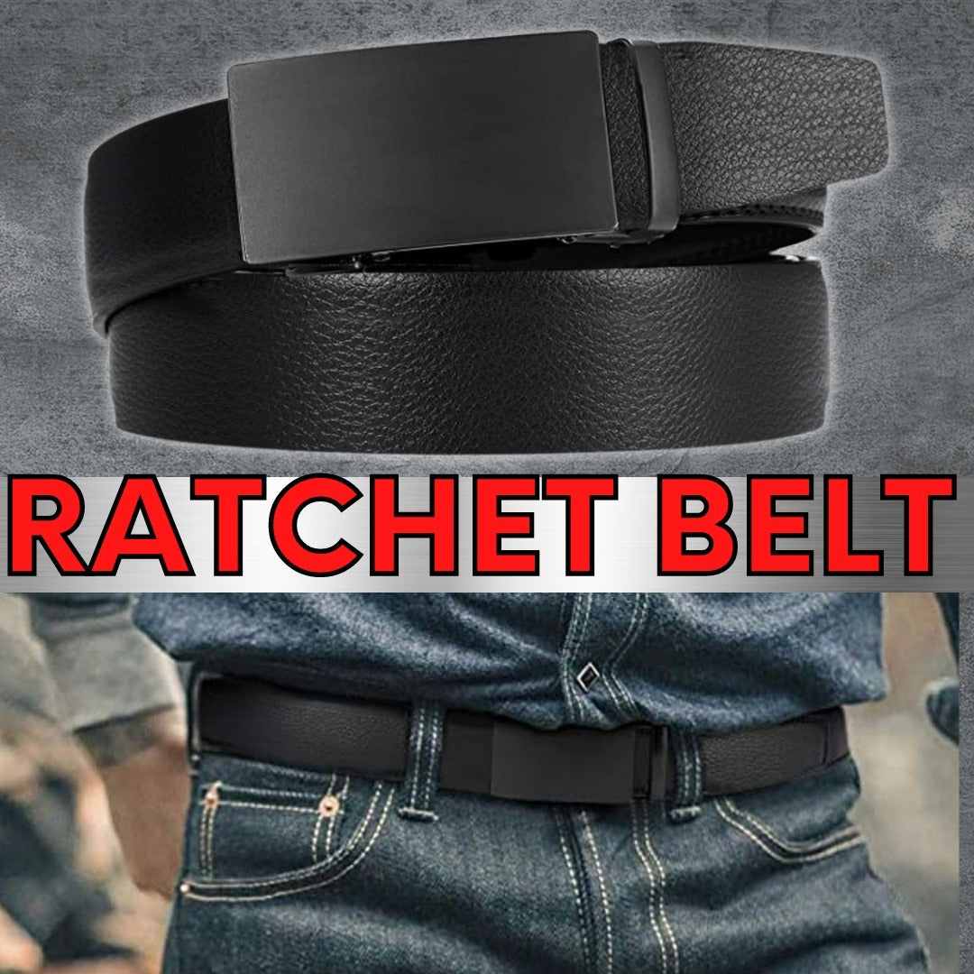 Microfiber Leather Mens Ratchet Belt Belts For Men Adjustable Automatic Buckle Black