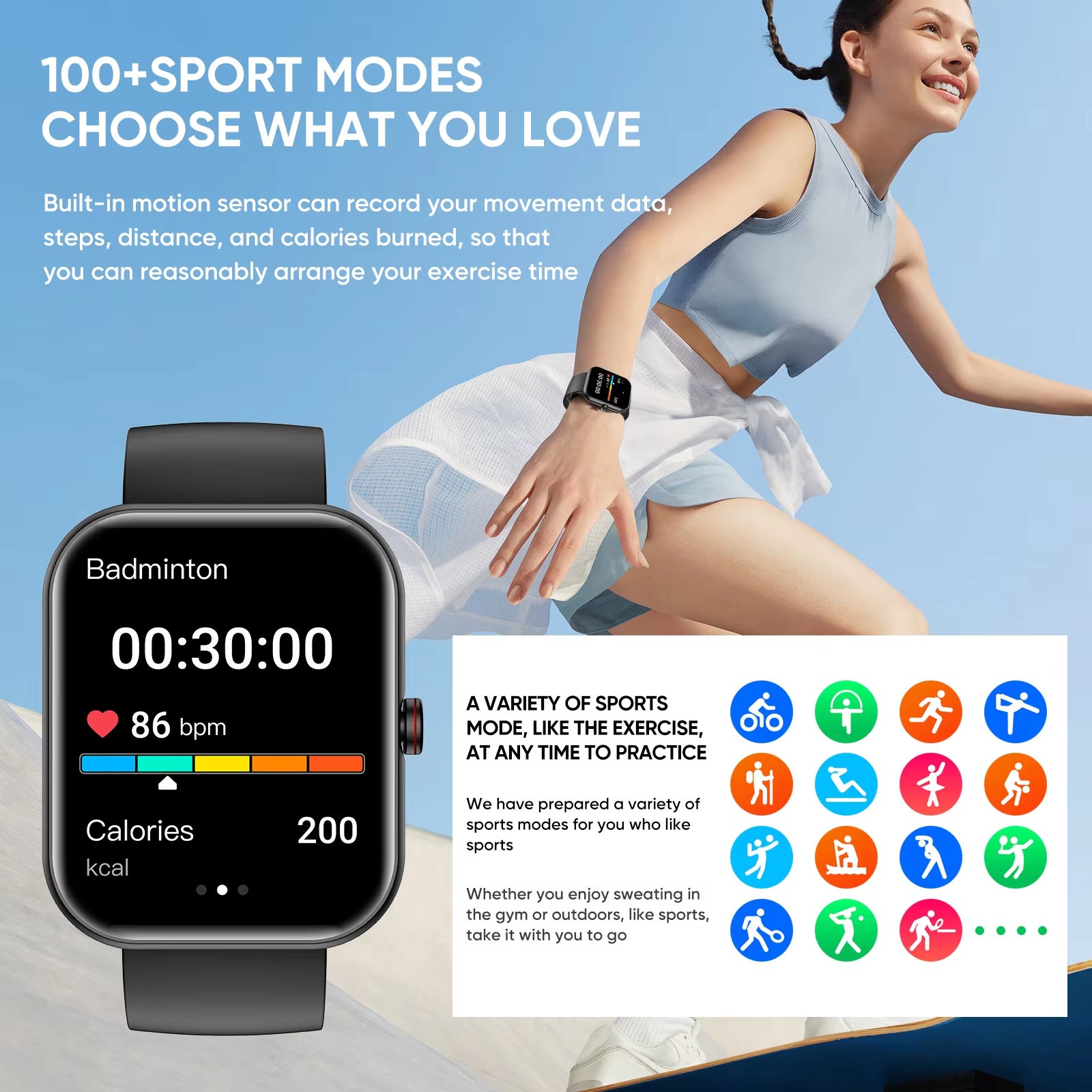 Smart Watch BT Call AI Voice Sport Watch Fitness Tracker Waterproof