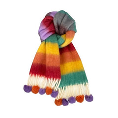 Rainbow Dopamine Mohair Tassel Scarf