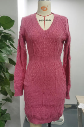 Women's V-neck Twist Knitted Dress