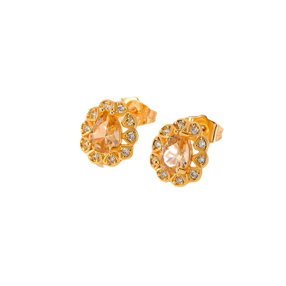 Fashion Multi-color Zircon Stud Earrings Female Accessories