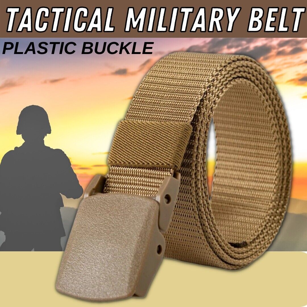 Mens Outdoor Sports Military Tactical Nylon Waistband Canvas Web Belt Adjustable