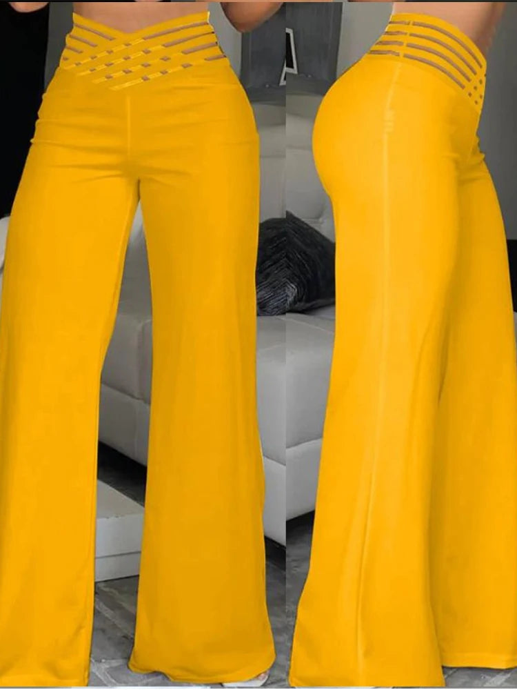 Y2K Flared Pants - High-Waist Mesh Patch Trousers (2024)