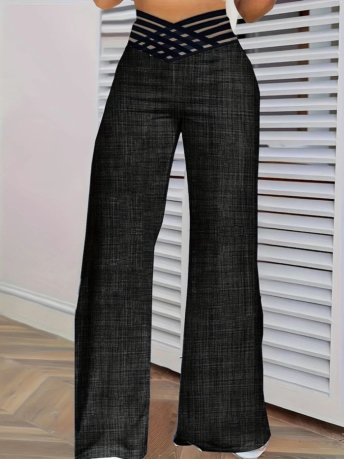 Y2K Flared Pants - High-Waist Mesh Patch Trousers (2024)