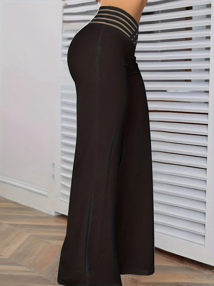 Y2K Flared Pants - High-Waist Mesh Patch Trousers (2024)