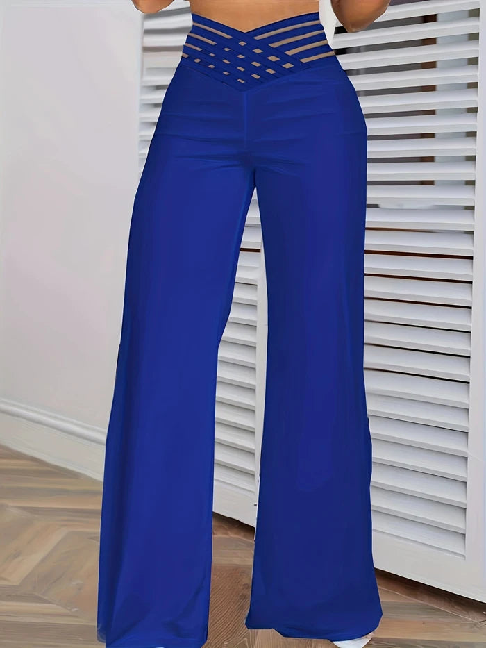 Y2K Flared Pants - High-Waist Mesh Patch Trousers (2024)