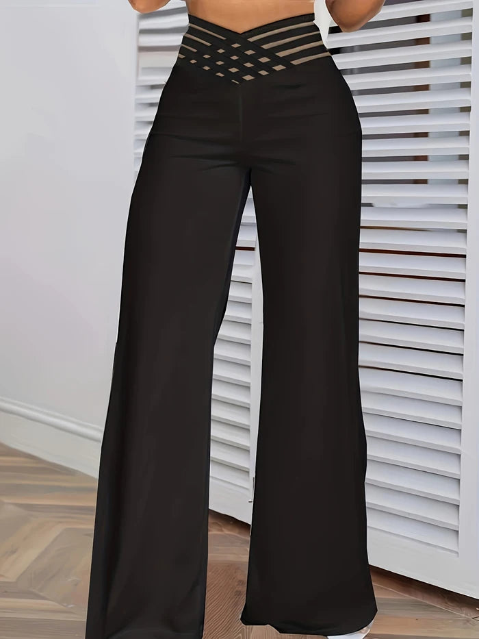 Y2K Flared Pants - High-Waist Mesh Patch Trousers (2024)