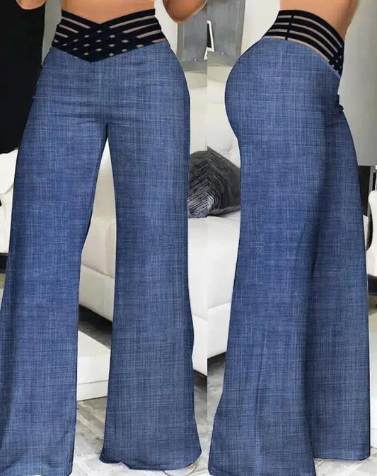 Y2K Flared Pants - High-Waist Mesh Patch Trousers (2024)