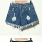 High-Waisted Irregular Ripped Denim Shorts - Push-Up Skinny Fit for Women (4XL)