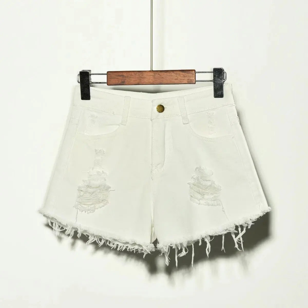 High-Waisted Irregular Ripped Denim Shorts - Push-Up Skinny Fit for Women (4XL)