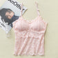 Floral Lace Bralette - Wirefree Sexy Camisole Top with Adjustable Straps & Removable Pads