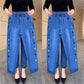 Winter Embroidered High-Waist Skinny Jeans - Stretch Elastic Denim Pants for Women (5XL)