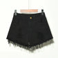 High-Waisted Irregular Ripped Denim Shorts - Push-Up Skinny Fit for Women (4XL)