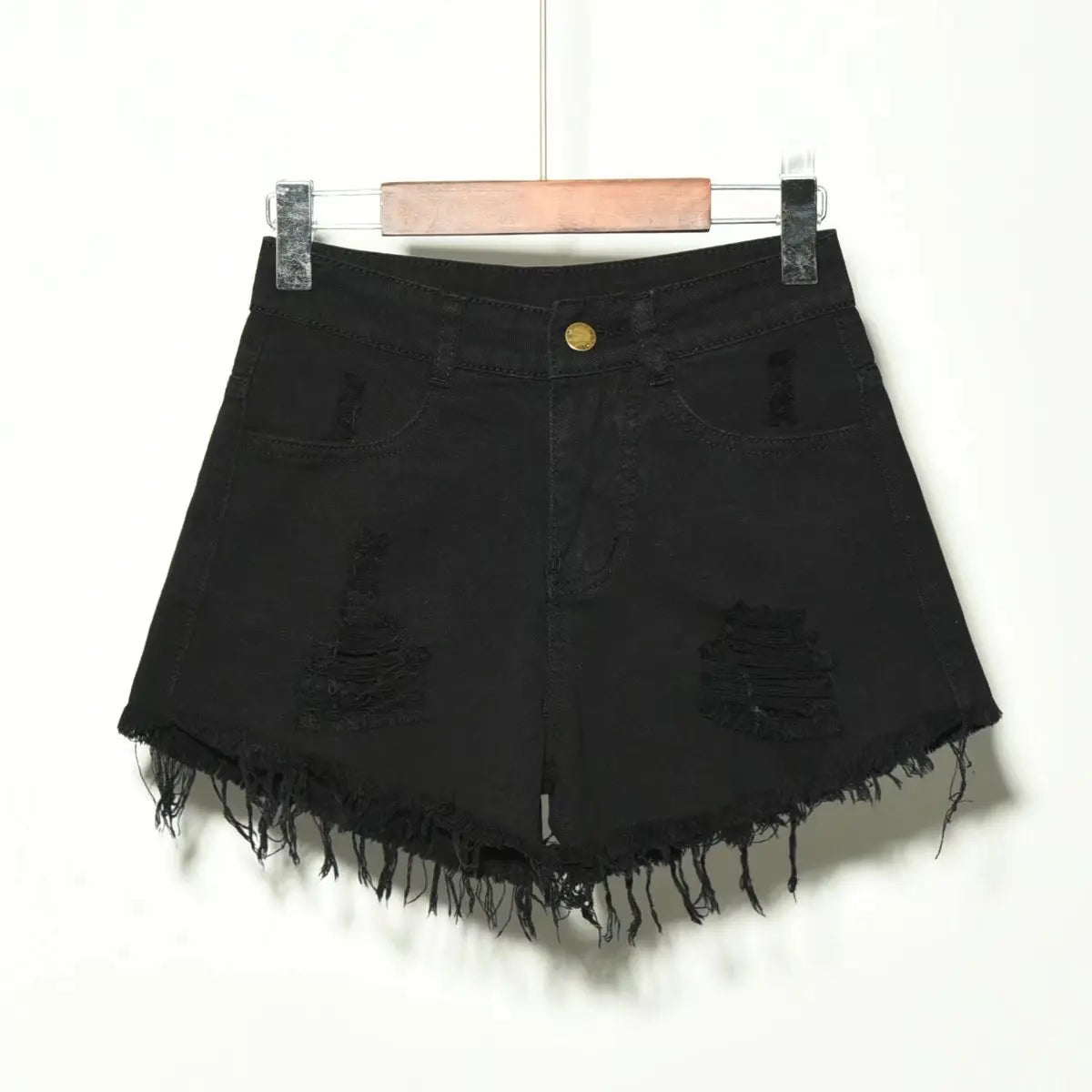 High-Waisted Irregular Ripped Denim Shorts - Push-Up Skinny Fit for Women (4XL)