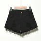 High-Waisted Irregular Ripped Denim Shorts - Push-Up Skinny Fit for Women (4XL)