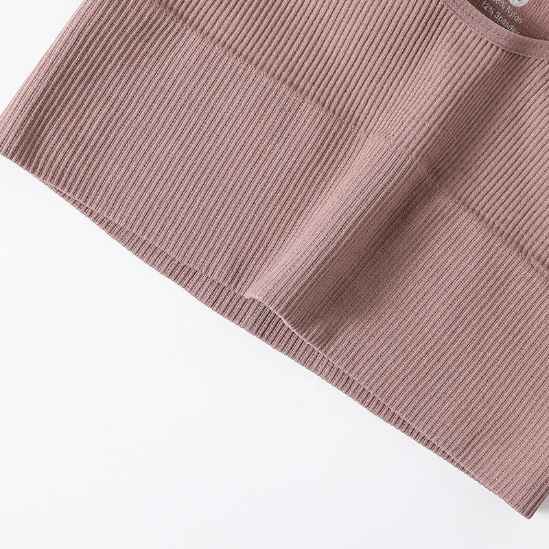 Seamless Ribbed Crop Tank - Wireless Sports Camisole for Women