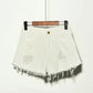 High-Waisted Irregular Ripped Denim Shorts - Push-Up Skinny Fit for Women (4XL)