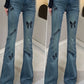 High Waist Slim Fit Rhinestone Embroidered Jeans – Elegant Fall Denim