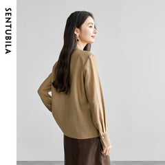SENTUBILA Lyocell Lace-Up Blouse - Loose Fit Spring 2025 Office Shirt for Women