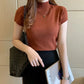 2024 Summer Turtleneck Knit Blouse - Short Sleeve