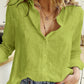 Cotton Linen Button-Down Shirt - Long Sleeve Casual Loose Tunic Blouse for Women, Spring & Summer