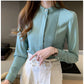 023 Chiffon Bow V-Neck Blouse - Long Sleeve Office Top
