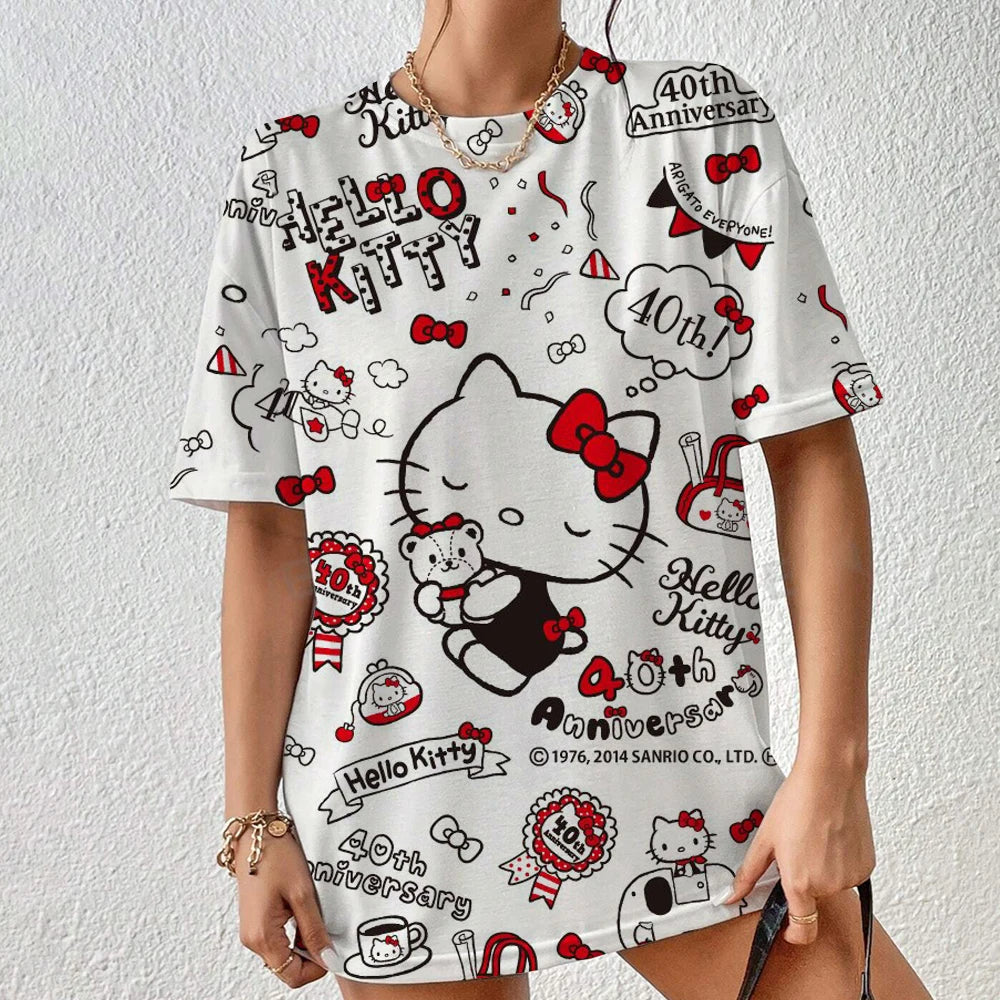 Hello Kitty Aesthetic T-Shirt - Short Sleeve Festival Streetwear