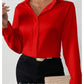 Elegant Long Sleeve Silk-Like Blouse - High-Quality Fashion