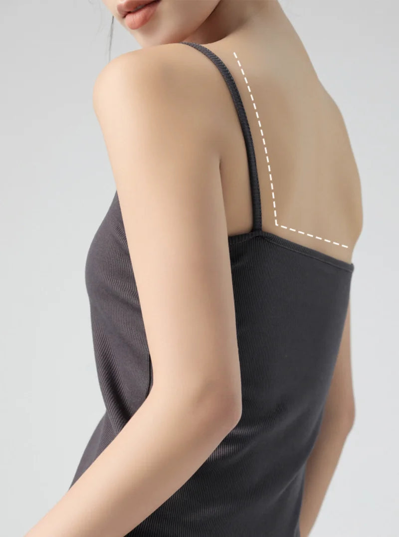 Spaghetti Strap Knit Camisole - Slim Fit Sleeveless Basic Tank