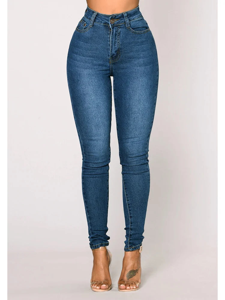 2024 Women Narrow Straight Leg Wrap Hips Skinny Jeans Lady High Waist Vintage Stretchy Pencil Long Pants  Casual Daily Trousers