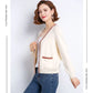 Striped Patchwork Knit Cardigan - V-Neck, Long Sleeve, Autumn 2024