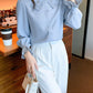 Elegant Chiffon Long Sleeve Blouse - White, Korean Office Style 2025