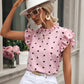Chic Pink Chiffon Ruffle Blouse - Short Sleeve, Summer 2024
