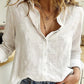 Cotton Linen Button-Down Shirt - Long Sleeve Casual Loose Tunic Blouse for Women, Spring & Summer