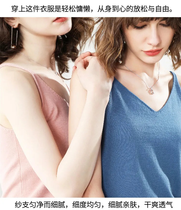 Cashmere Wool Camisole - V-Neck Knitted Base Vest (2023)