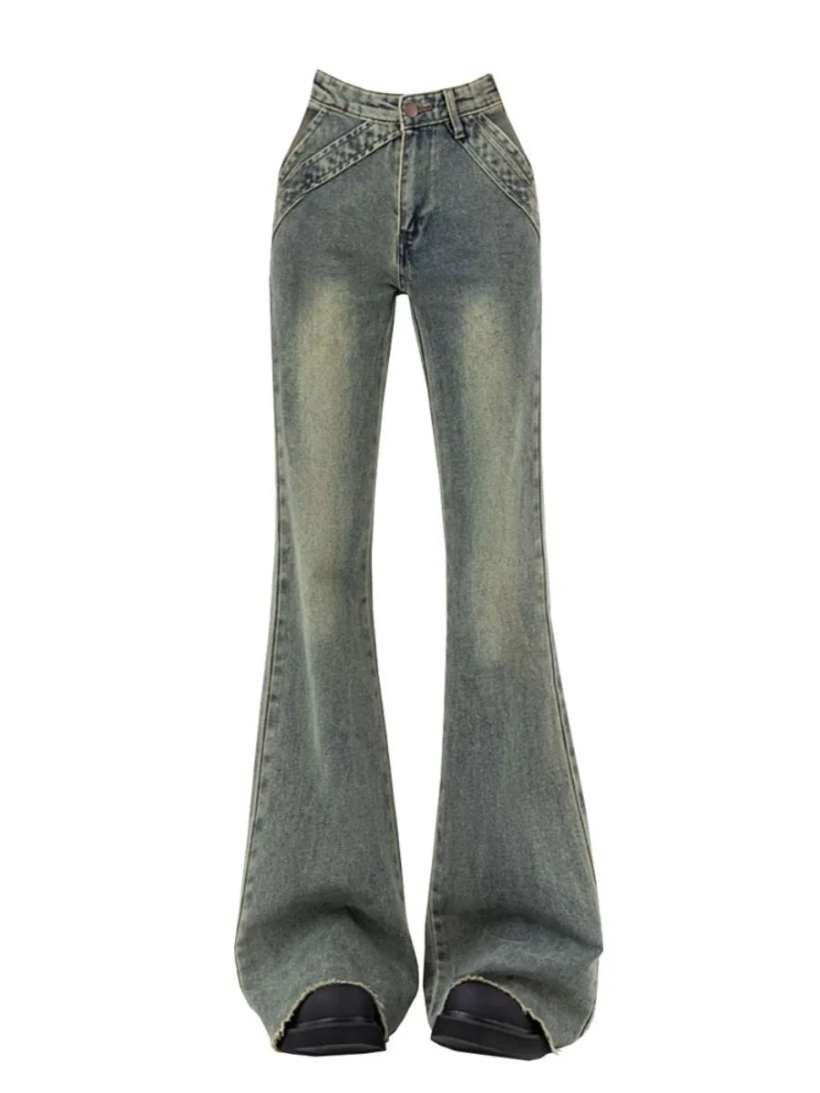 Low-Rise Flare Jeans - Y2K Japanese Streetwear Bell Bottoms for Women, Kpop Gyaru Aesthetic Denim Pants