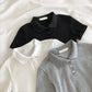 Youthful Knit Polo Crop Top - Short Sleeve
