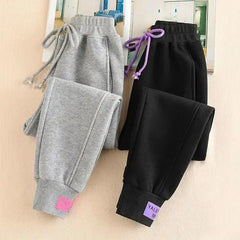 Oversized Gray Sweatpants - Baggy Winter Thick Joggers for Women, Streetwear Sports Trousers