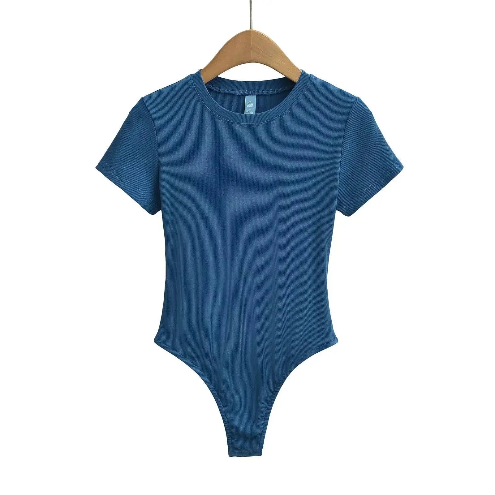 Stretchable Knit Bodysuit - Short Sleeve O-Neck Summer Basic (14 Colors)