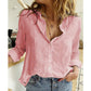 Cotton Linen Button-Down Shirt - Long Sleeve Casual Loose Tunic Blouse for Women, Spring & Summer