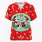 Mickey Mouse Nursing Scrub Top - V-Neck with Pockets, Christmas Edition