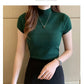 2024 Summer Turtleneck Knit Blouse - Short Sleeve