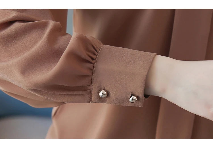 Chiffon Long Sleeve Blouse - Office Wear, Spring/Autumn 2024