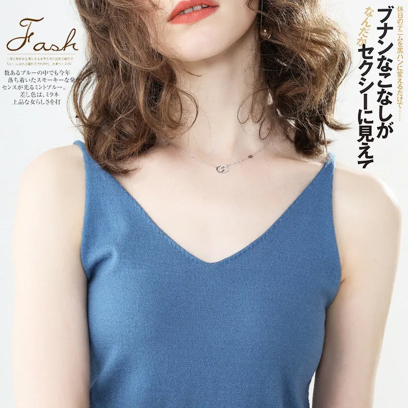 Cashmere Wool Camisole - V-Neck Knitted Base Vest (2023)