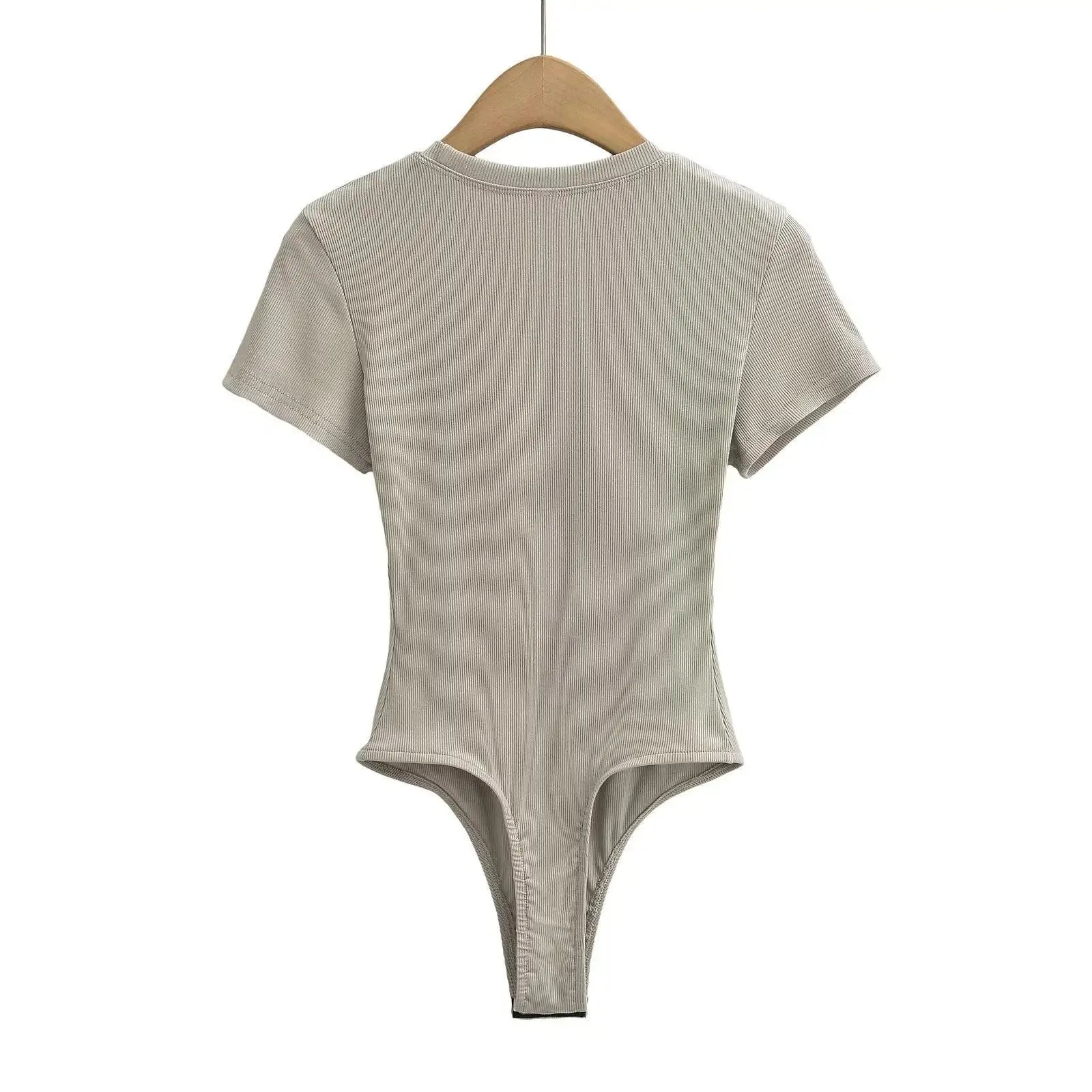 Stretchable Knit Bodysuit - Short Sleeve O-Neck Summer Basic (14 Colors)