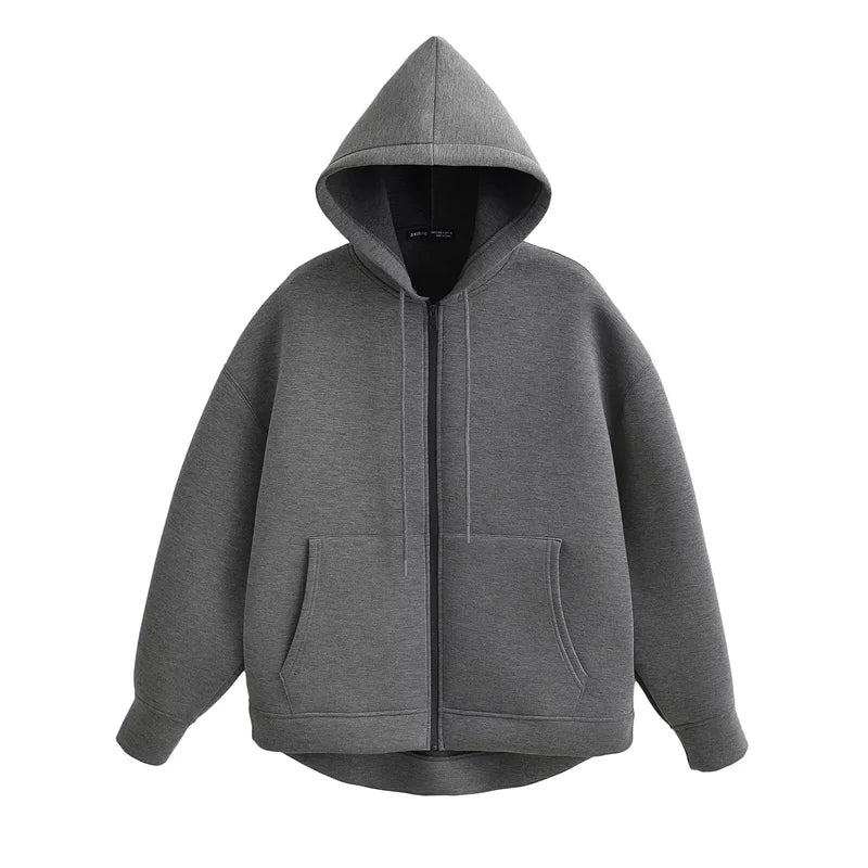 Oversized Zipper Hoodie - High Street Unisex Winter Sweatshirt